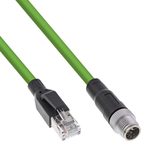 InLine® Industrie Netzwerkkabel, M12 8-pin X-kodiert Stecker zu RJ45 Stecker, Cat.6A PUR, 3m