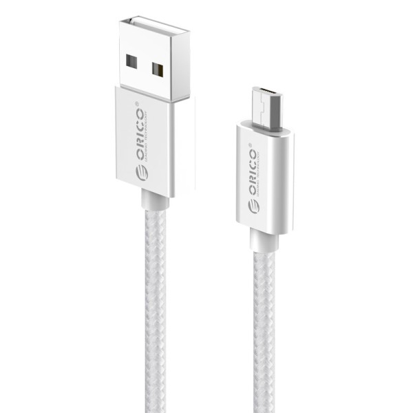 USB-A-zu-Micro-USB-Ladekabel - 2,4 A - 15 cm - Silber