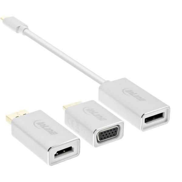 InLine® USB Display Konverter Set 6-in-1, USB-C Stecker zu DisplayPort, HDMI, VGA (DP Alt Mode), 4K/